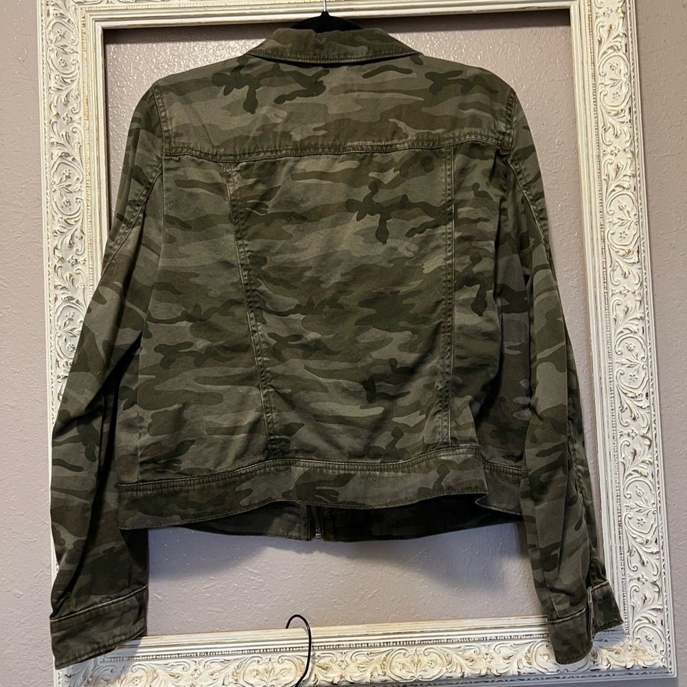 ❌SOLD LOCALLY❌LOFT Jean Jacket with a Camo Twist! - Picture 2 of 5